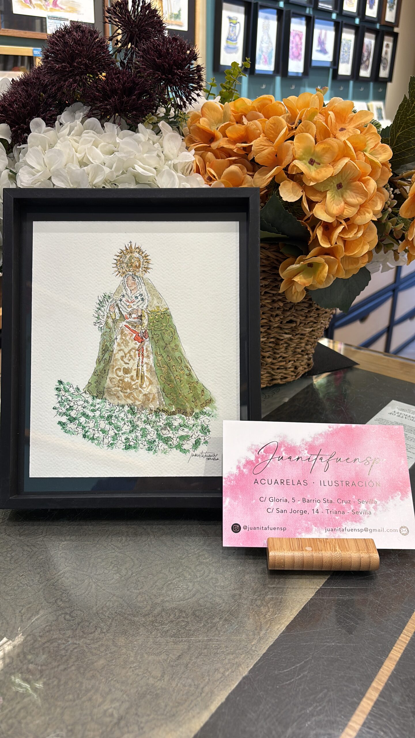 Virgencita acuarela pintada a mano por Juanitafuensp
